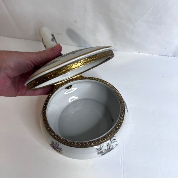 VTG Porcelain Silent Butler Crumb Ashes Collector Hinged Lid Andrea By Sadek - Picture 4 of 16